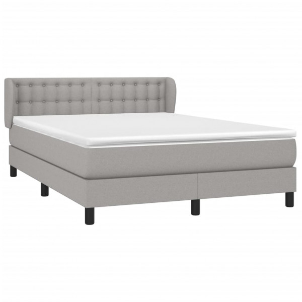 Cama box spring con colchón tela gris claro 140x190 cm M 3