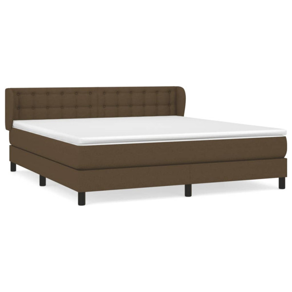 Cama box spring con colchón tela marrón oscuro 160x200 cm M 2