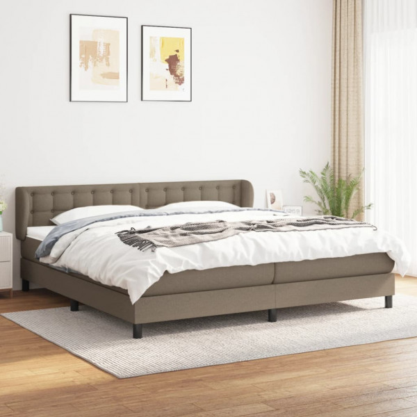 Cama box spring con colchón tela gris taupe 200x200 cm D