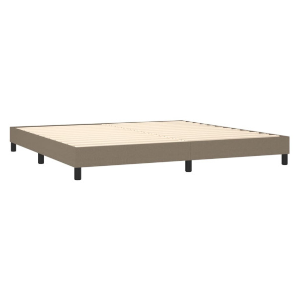 Cama box spring con colchón tela gris taupe 200x200 cm M 4