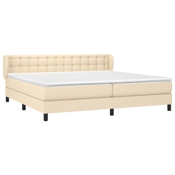 Cama box spring con colchón tela color crema 200x200 cm M 3