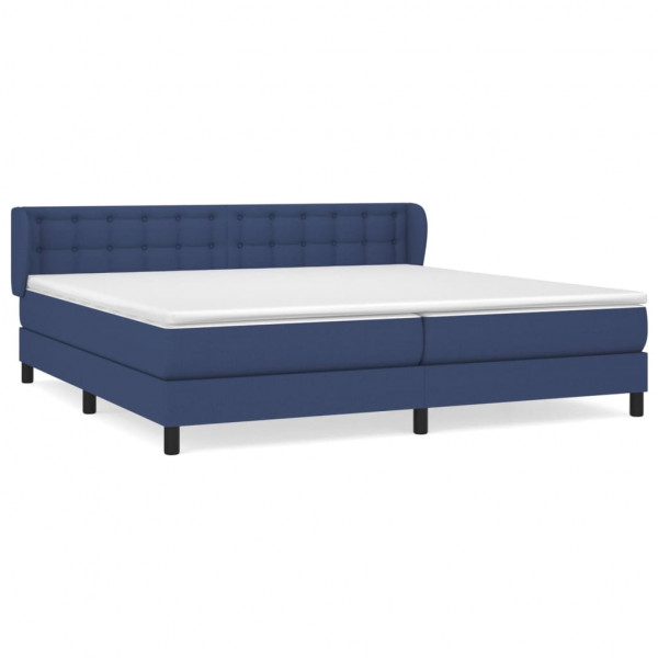 Cama com molas/colchão 200x200 cm tecido azul M 2