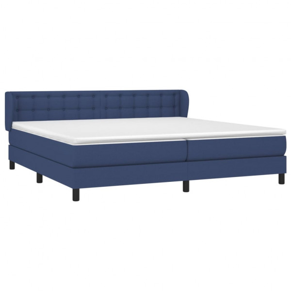 Cama com molas/colchão 200x200 cm tecido azul M 3