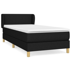 Cama box spring con colchón tela negro 80x200 cm H