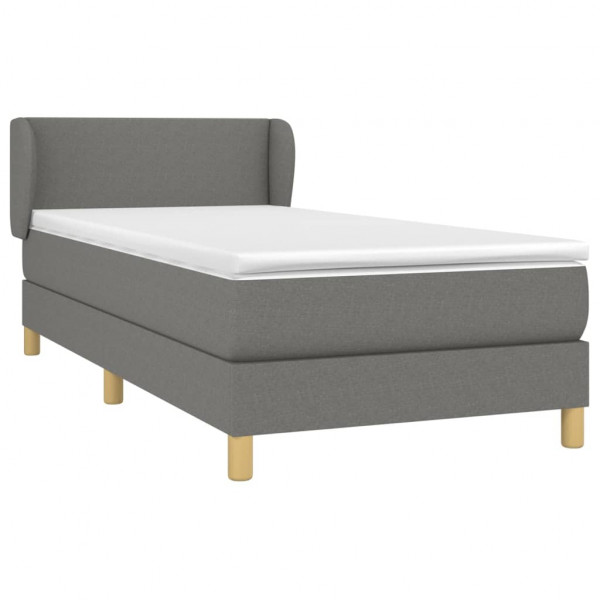 Cama box spring con colchón tela gris oscuro 90x200 cm M 3