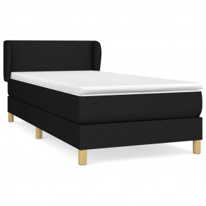 Cama box spring con colchón tela negro 90x200 cm H