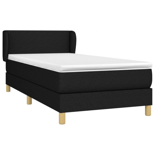 Cama com molas/colchão 90x200 cm tecido preto M 3