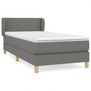 Cama box spring con colchón tela gris oscuro 100x200 cm H