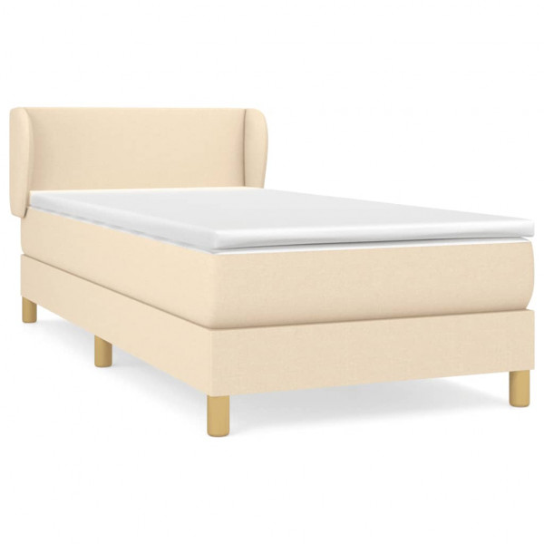 Cama box spring con colchón tela color crema 100x200 cm M 2