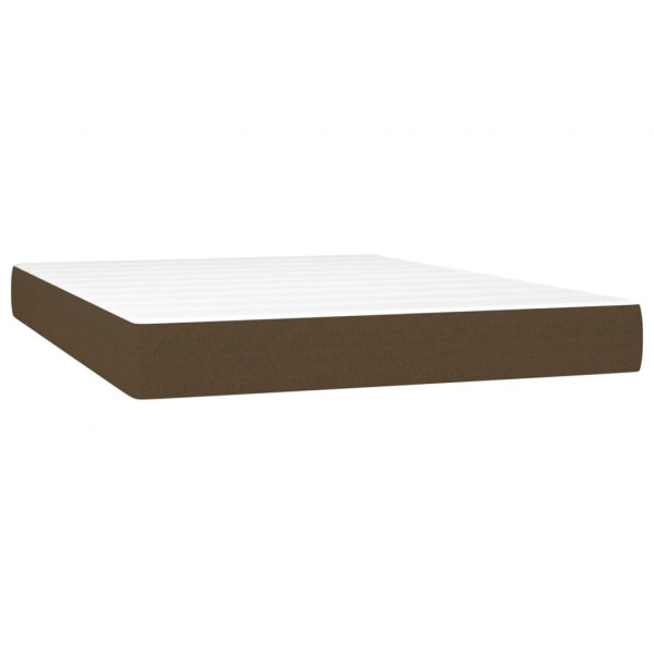 Cama box spring con colchón tela marrón oscuro 140x200 cm M 5
