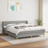 Cama box spring con colchón tela gris claro 160x200 cm 1