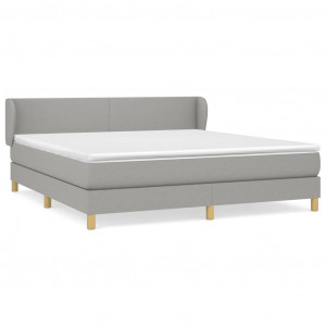 Cama box spring con colchón tela gris claro 160x200 cm H