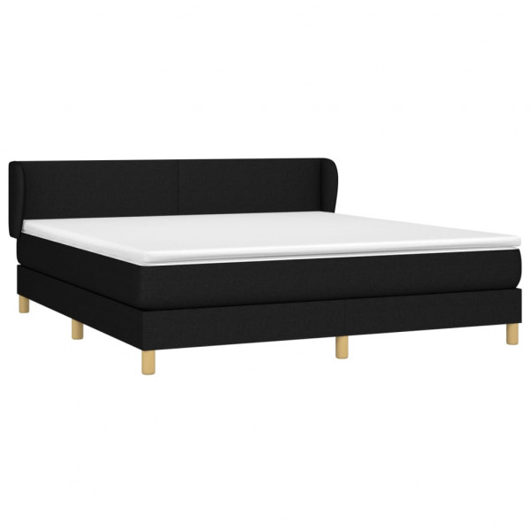 Cama box spring con colchón tela negro 160x200 cm M 3