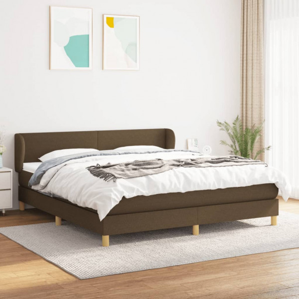 Cama box spring con colchón tela marrón oscuro 160x200 cm D