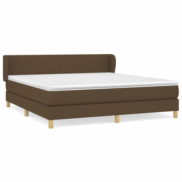 Cama box spring con colchón tela marrón oscuro 160x200 cm M 2