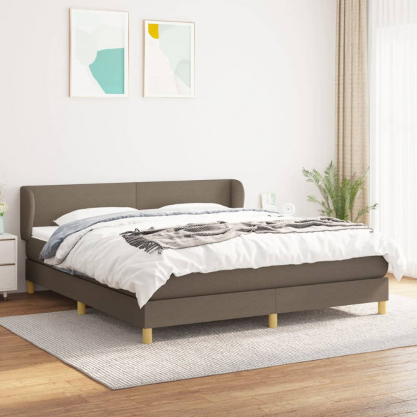 Cama box spring con colchón tela gris taupe 160x200 cm D