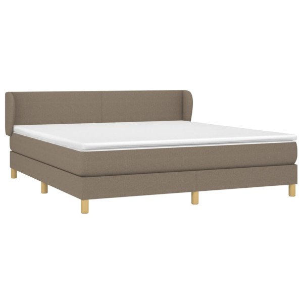 Cama box spring con colchón tela gris taupe 160x200 cm M 3