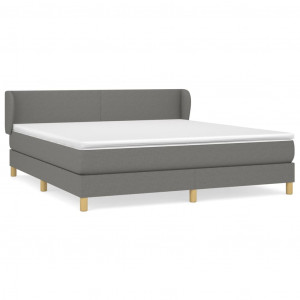 Cama box spring con colchón tela gris oscuro 180x200 cm H