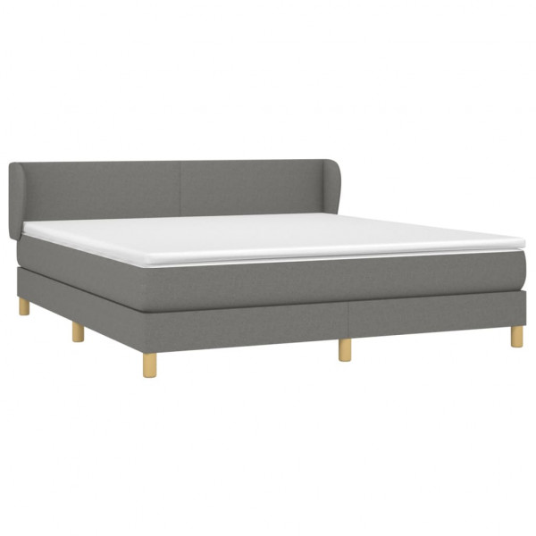 Cama box spring con colchón tela gris oscuro 180x200 cm M 3