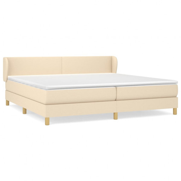 Cama box spring con colchón tela color crema 200x200 cm M 2