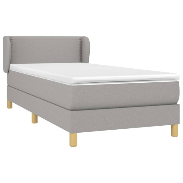 Cama box spring con colchón tela gris claro 100x200 cm M 3