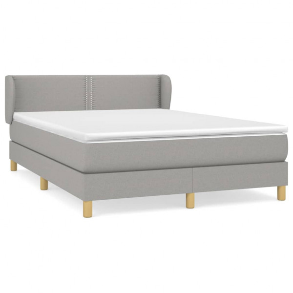Cama box spring con colchón tela gris claro 140x190 cm M 2