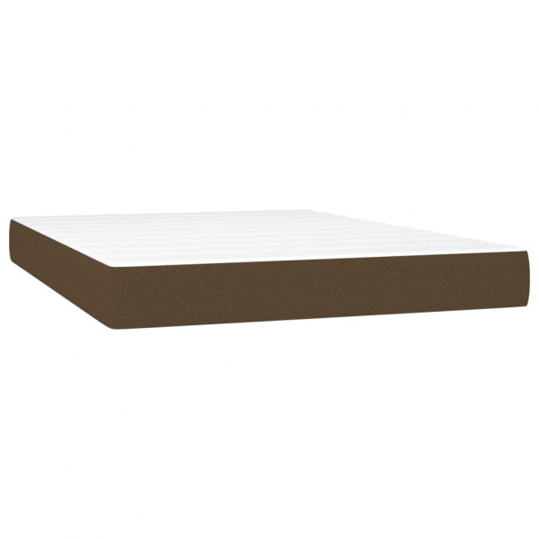 Cama box spring con colchón tela marrón oscuro 140x200 cm M 5