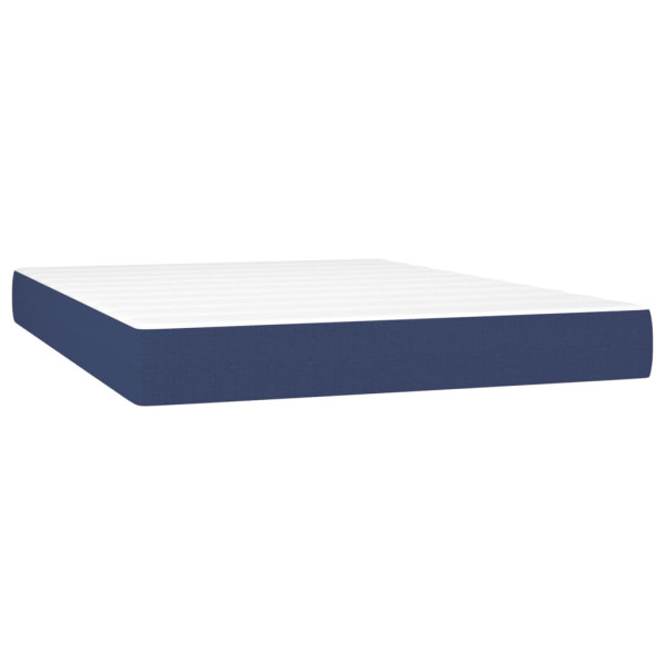 Cama box spring con colchón tela azul 140x200 cm M 5