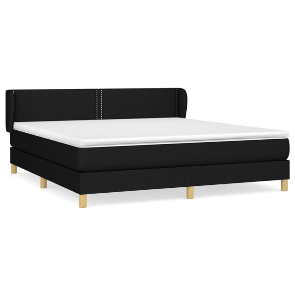 Cama box spring con colchón tela negro 160x200 cm M 2
