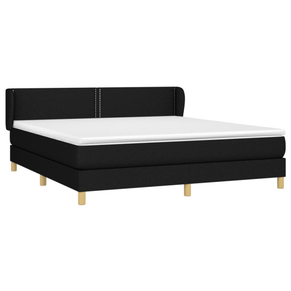 Cama box spring con colchón tela negro 160x200 cm M 3