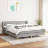 Cama box spring con colchón tela gris claro 180x200 cm 1