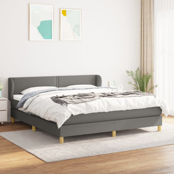 Cama box spring con colchón tela gris oscuro 180x200 cm D