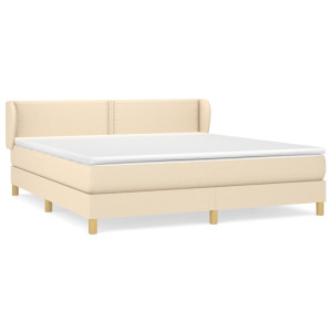 Cama box spring con colchón tela color crema 180x200 cm H