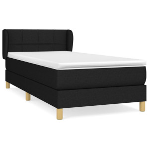 Cama box spring con colchón tela negro 80x200 cm H
