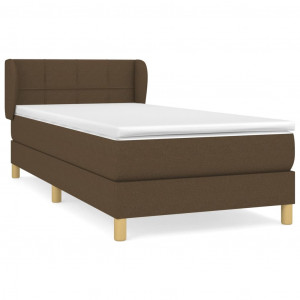 Cama box spring con colchón tela marrón oscuro 80x200 cm H