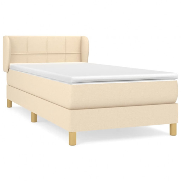 Cama box spring con colchón tela color crema 80x200 cm M 2