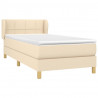 Cama box spring con colchón tela color crema 80x200 cm 3