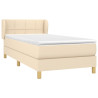 Cama box spring con colchón tela color crema 90x190 cm 3