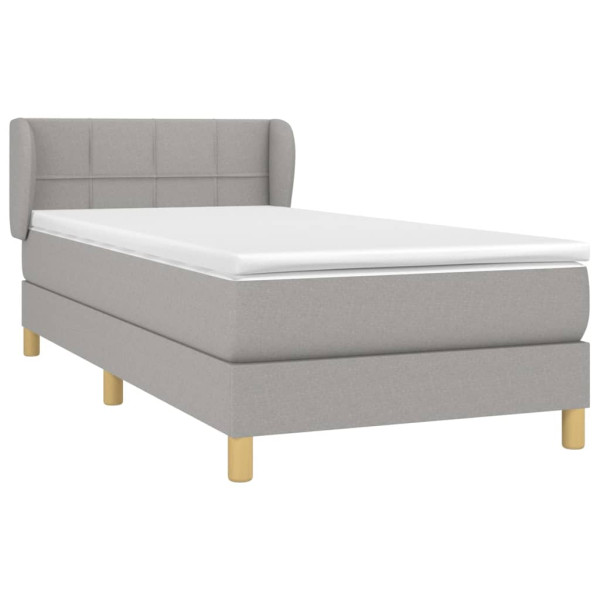 Cama box spring con colchón tela gris claro 90x200 cm M 3