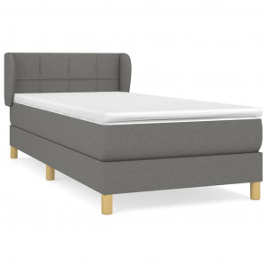 Cama box spring con colchón tela gris oscuro 90x200 cm H