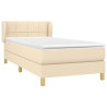 Cama box spring con colchón tela color crema 100x200 cm 3