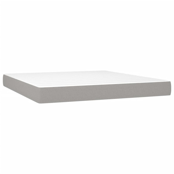 Cama box spring con colchón tela gris claro 160x200 cm M 5