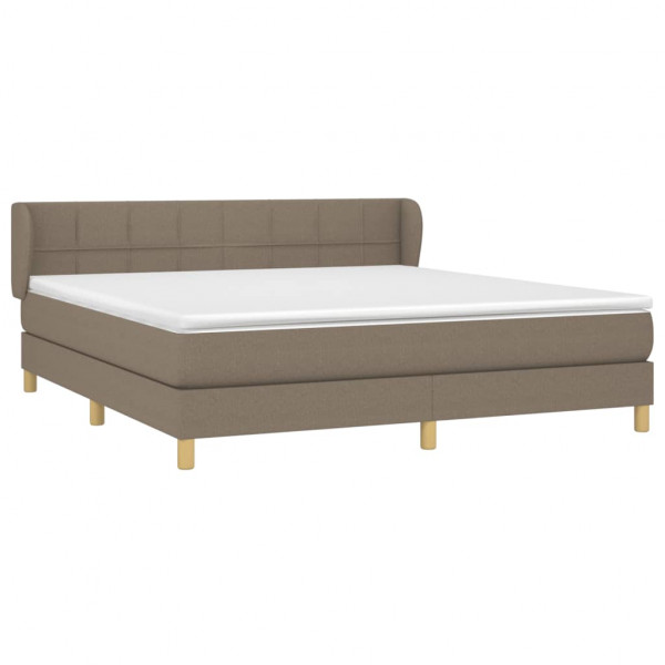 Cama box spring con colchón tela gris taupe 160x200 cm M 3