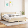 Cama box spring con colchón tela color crema 160x200 cm 1