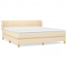 Cama box spring con colchón tela color crema 160x200 cm 2