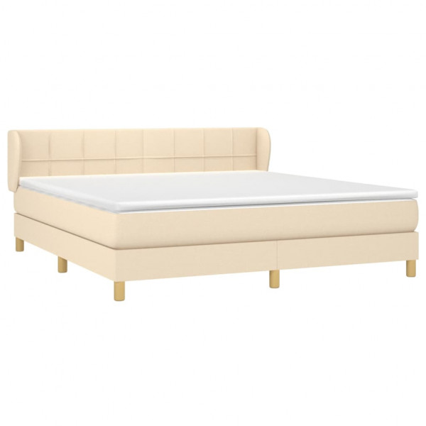 Cama box spring con colchón tela color crema 160x200 cm M 3