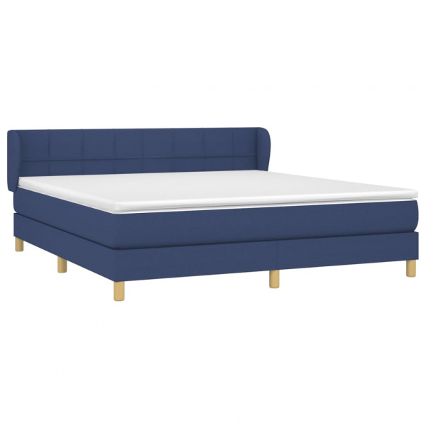 Cama box spring con colchón tela azul 160x200 cm M 3