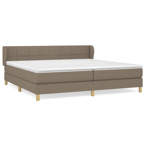 Cama box spring con colchón tela gris taupe 200x200 cm M 2