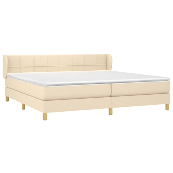 Cama com molas/colchão 200x200 cm tecido cor creme M 3