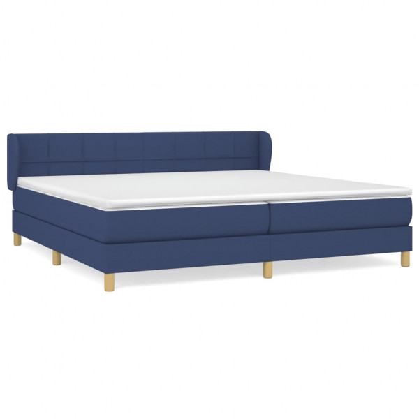 Cama box spring con colchón tela azul 200x200 cm M 2